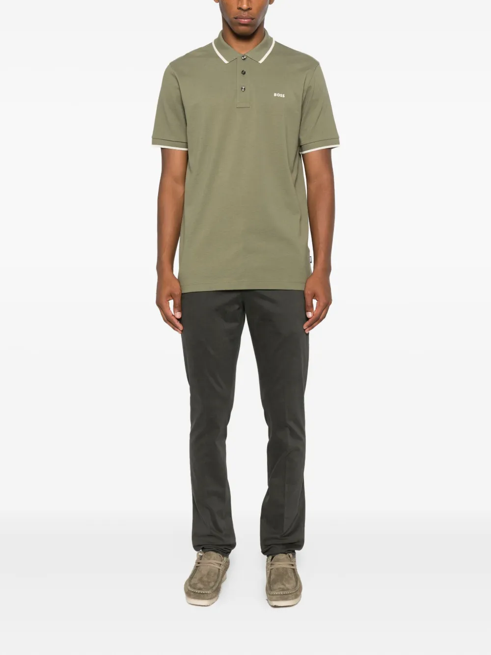 BOSS Katoenen poloshirt Groen