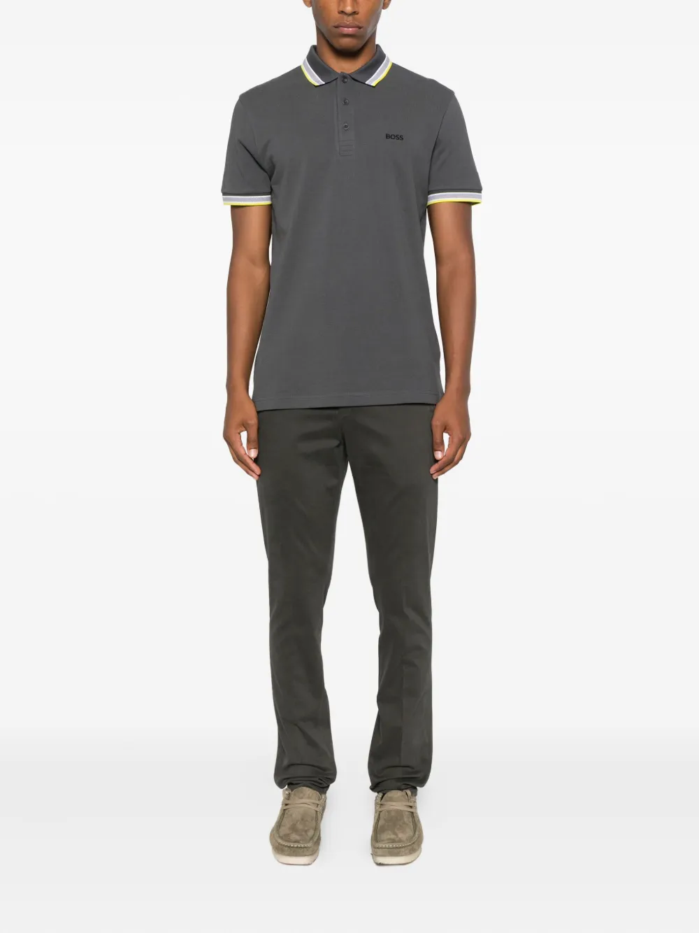 BOSS Katoenen poloshirt Grijs
