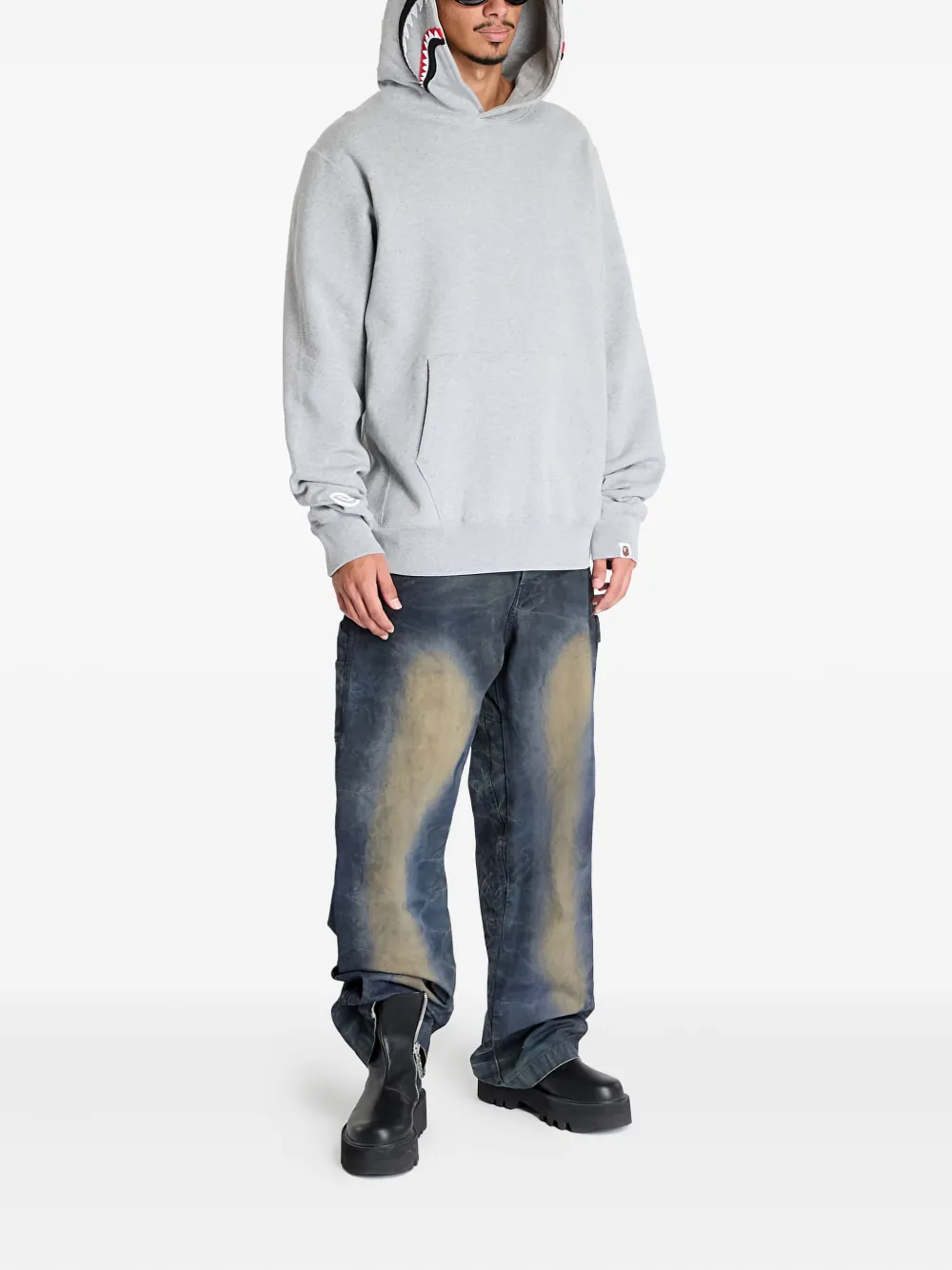 A BATHING APE Hoodie met haaienprint Grijs
