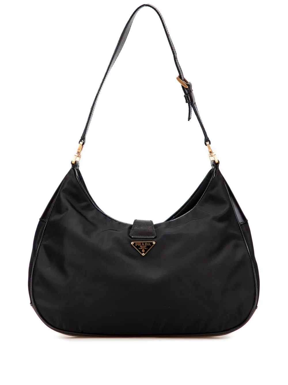 Prada Pre-Owned 2000-2013 Soft Calf Trimmed Tessuto Turn Lock shoulder bag | Black | Image 1