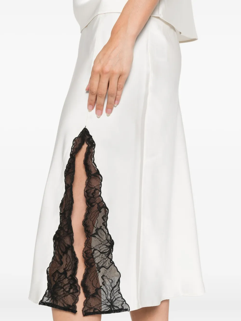 Calvin Klein lace-insert slit skirt Beige