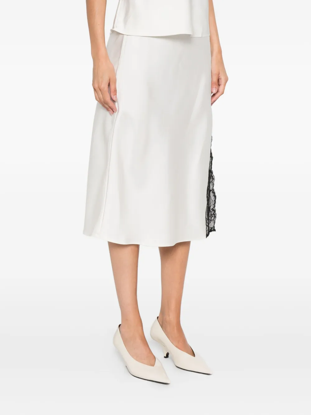 Calvin Klein lace-insert slit skirt Beige