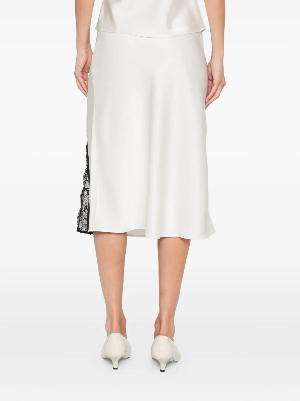 Calvin Klein lace-insert slit skirt Beige