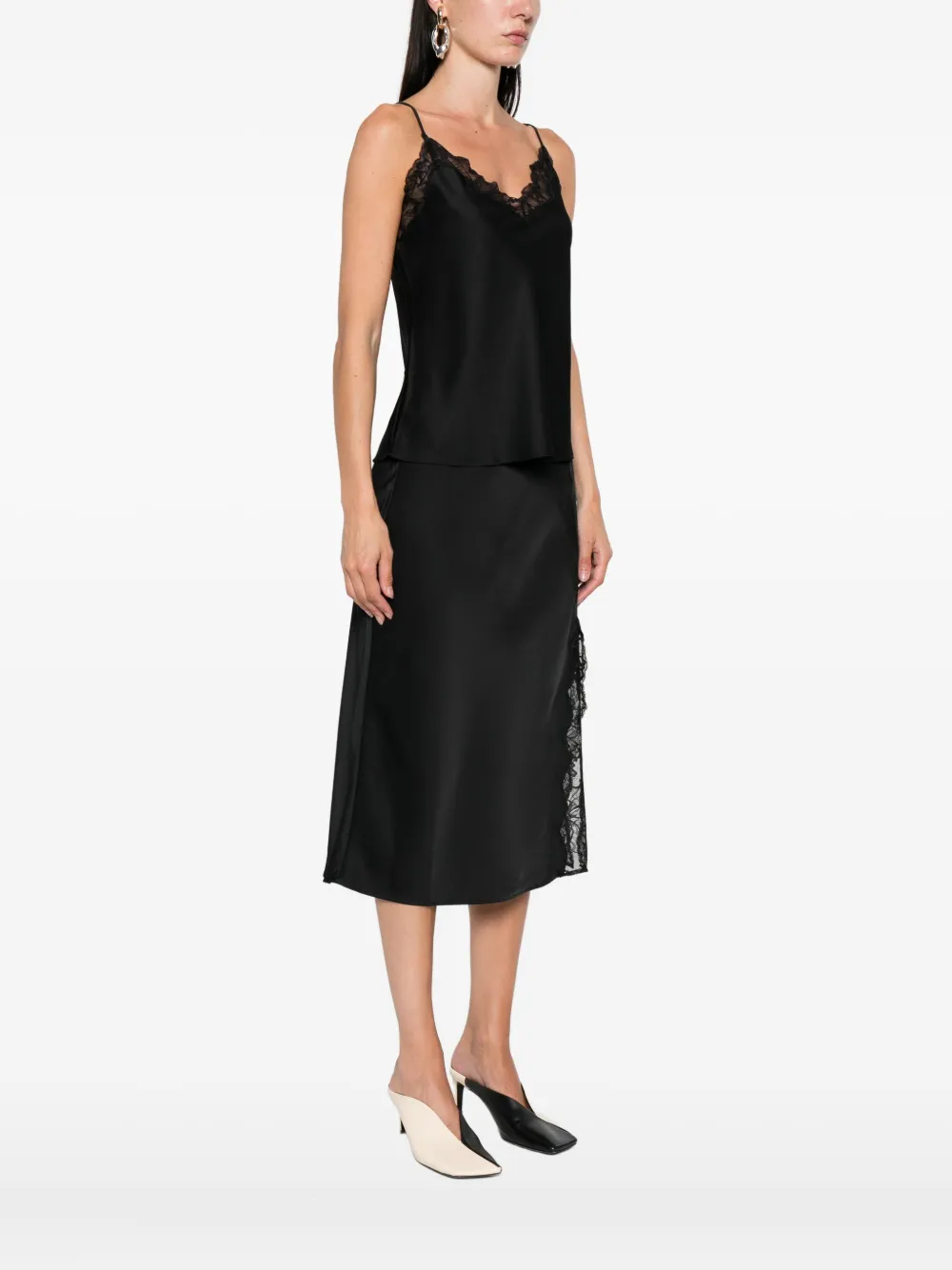 Calvin Klein Hemd met afwerking van kant Zwart
