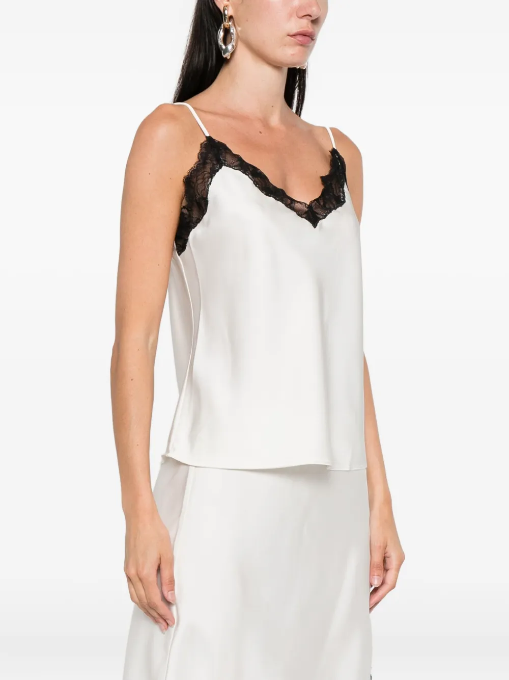 Calvin Klein lace-trimmed camisole top Beige