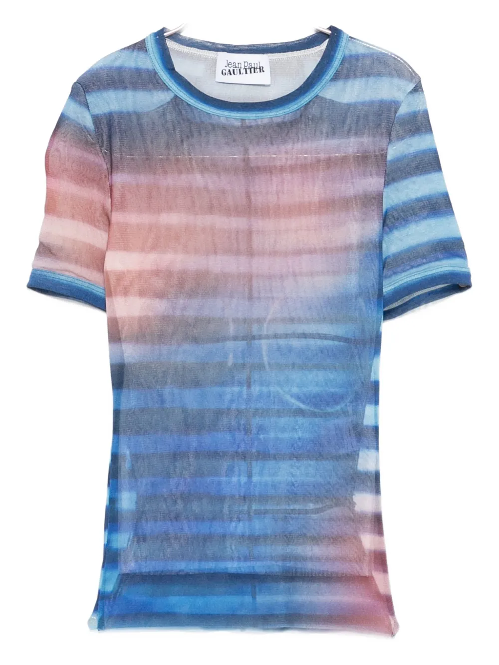 Jean Paul Gaultier striped mesh top Blauw