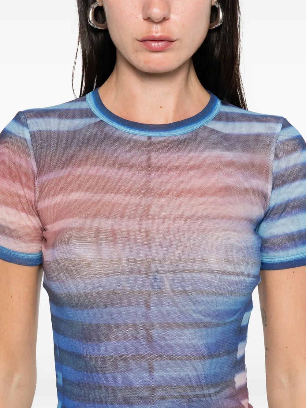 Jean Paul Gaultier striped mesh top Blauw