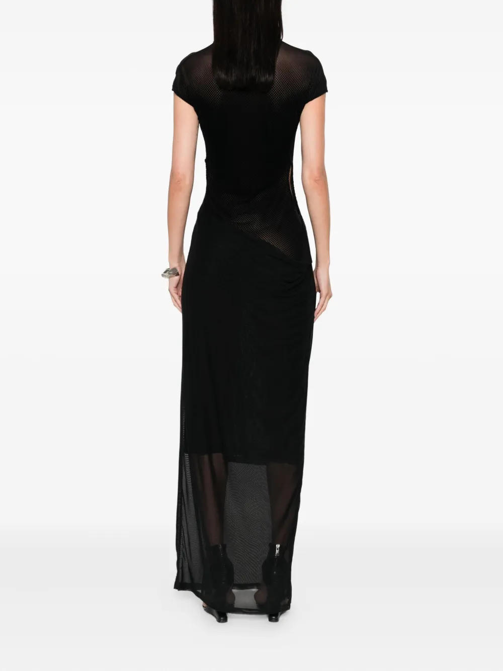 Jean Paul Gaultier mesh-panelled maxi dress Zwart