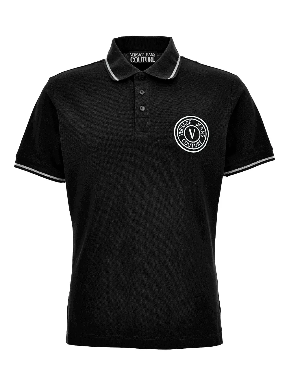 Versace Jeans Couture embroidered-logo tipped polo shirt | Black | Image 1