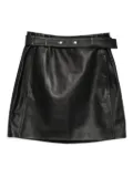 Arma belted leather mini skirt - Black