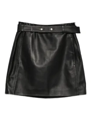 Prada Pleated Leather Miniskirt | Black | FARFETCH