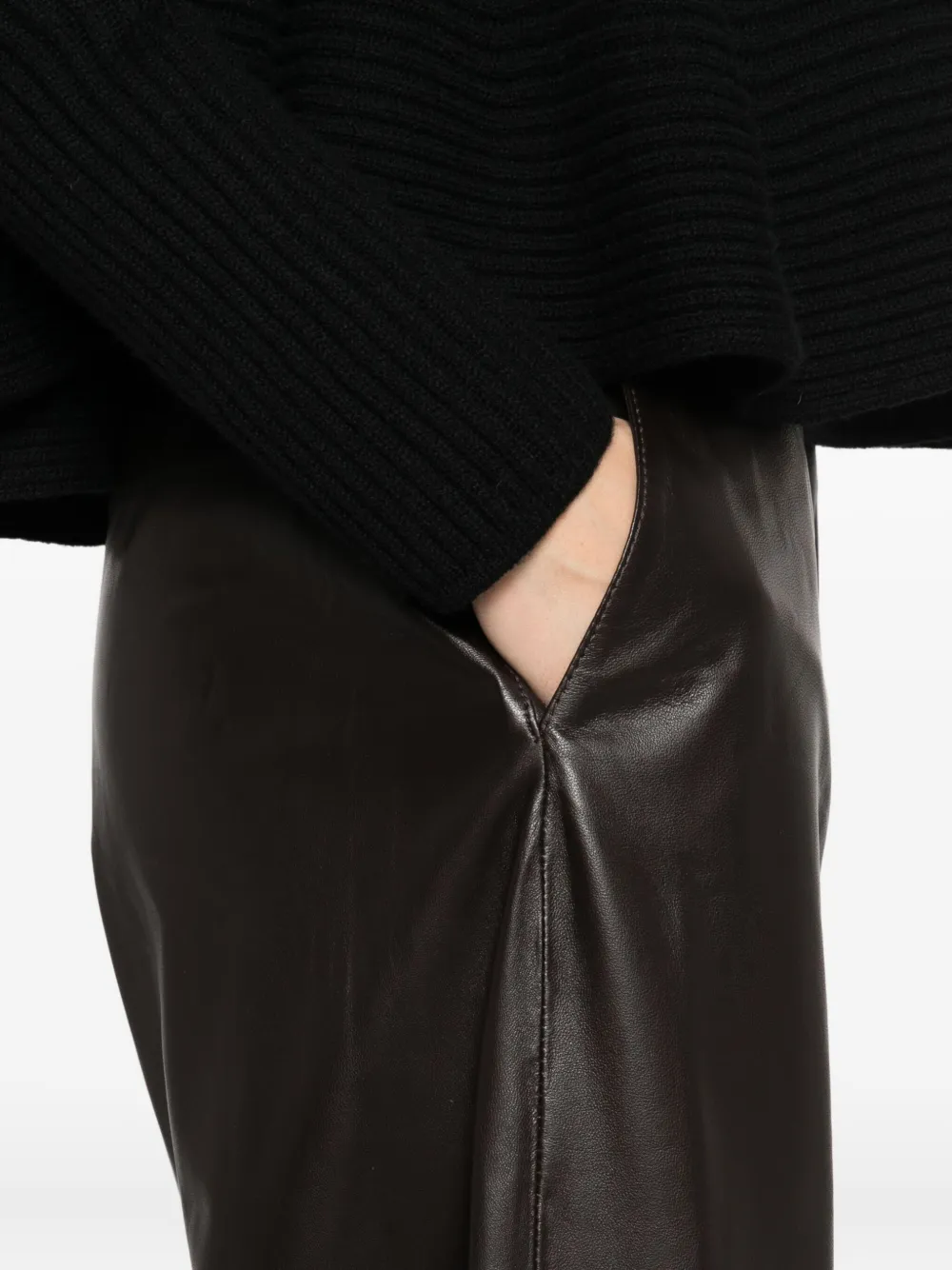 Arma Solia elastic-waist leather trousers Bruin