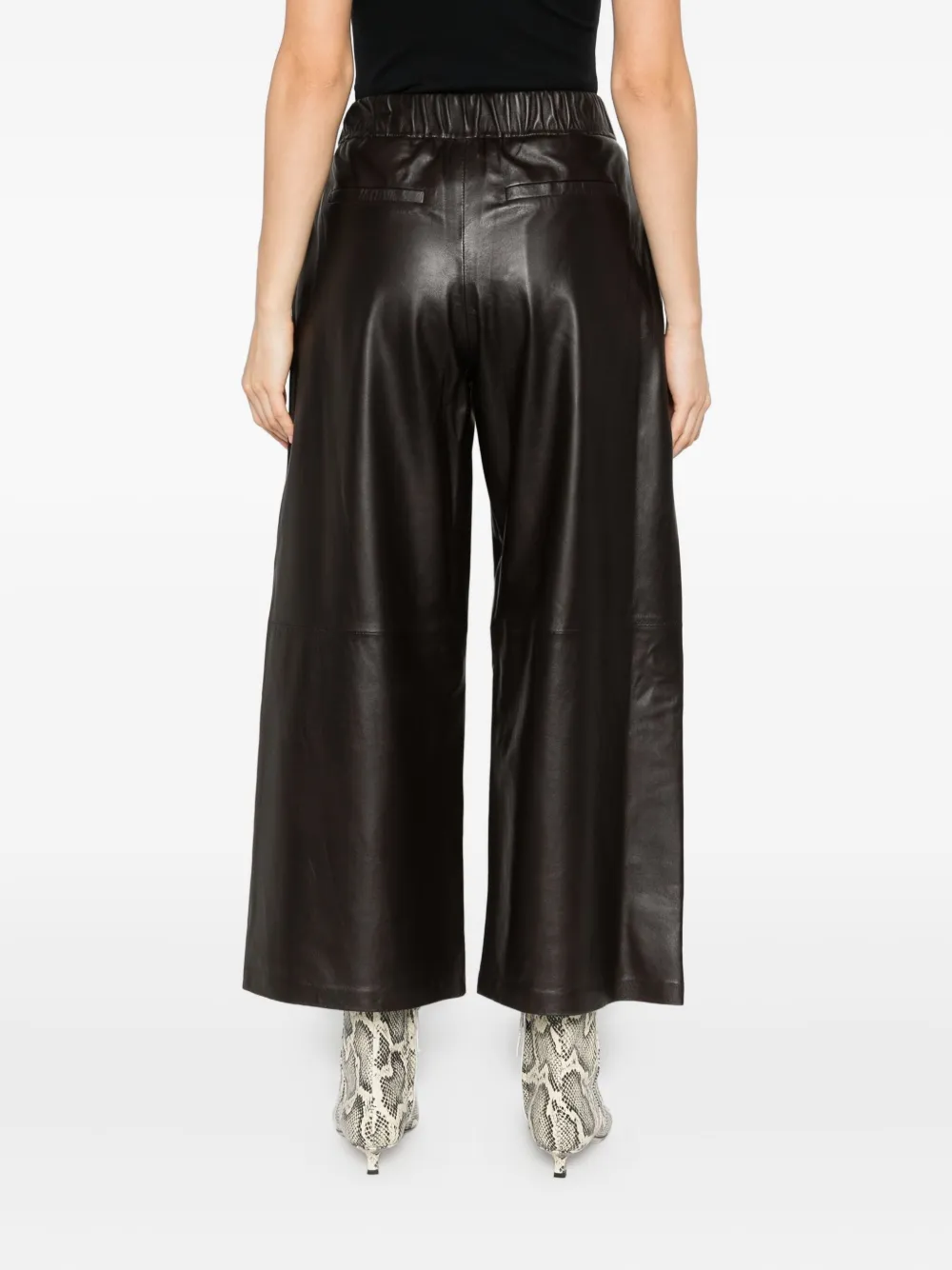 Arma Solia elastic-waist leather trousers Bruin