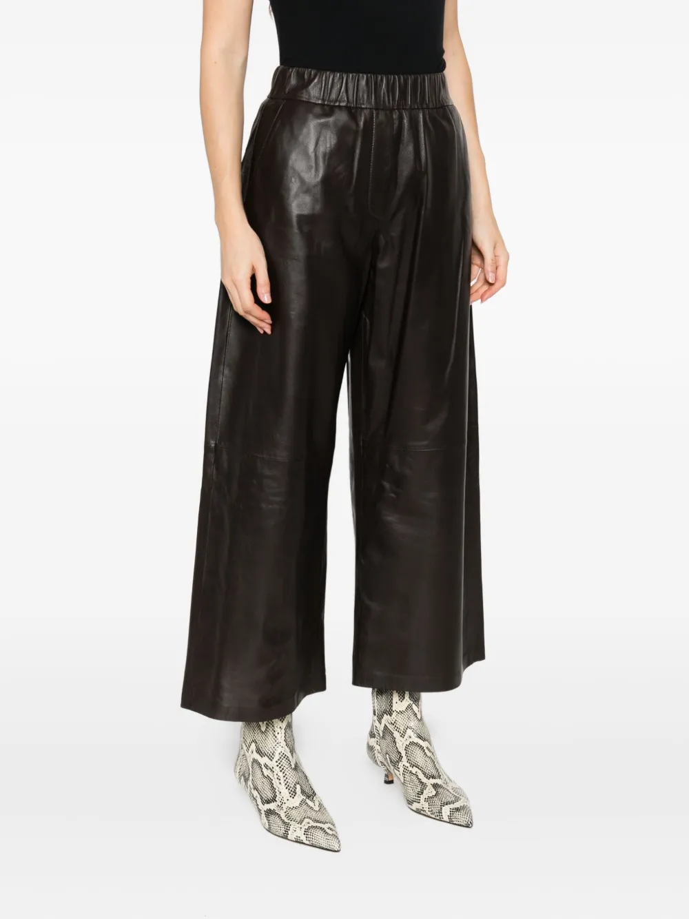 Arma Solia elastic-waist leather trousers Bruin