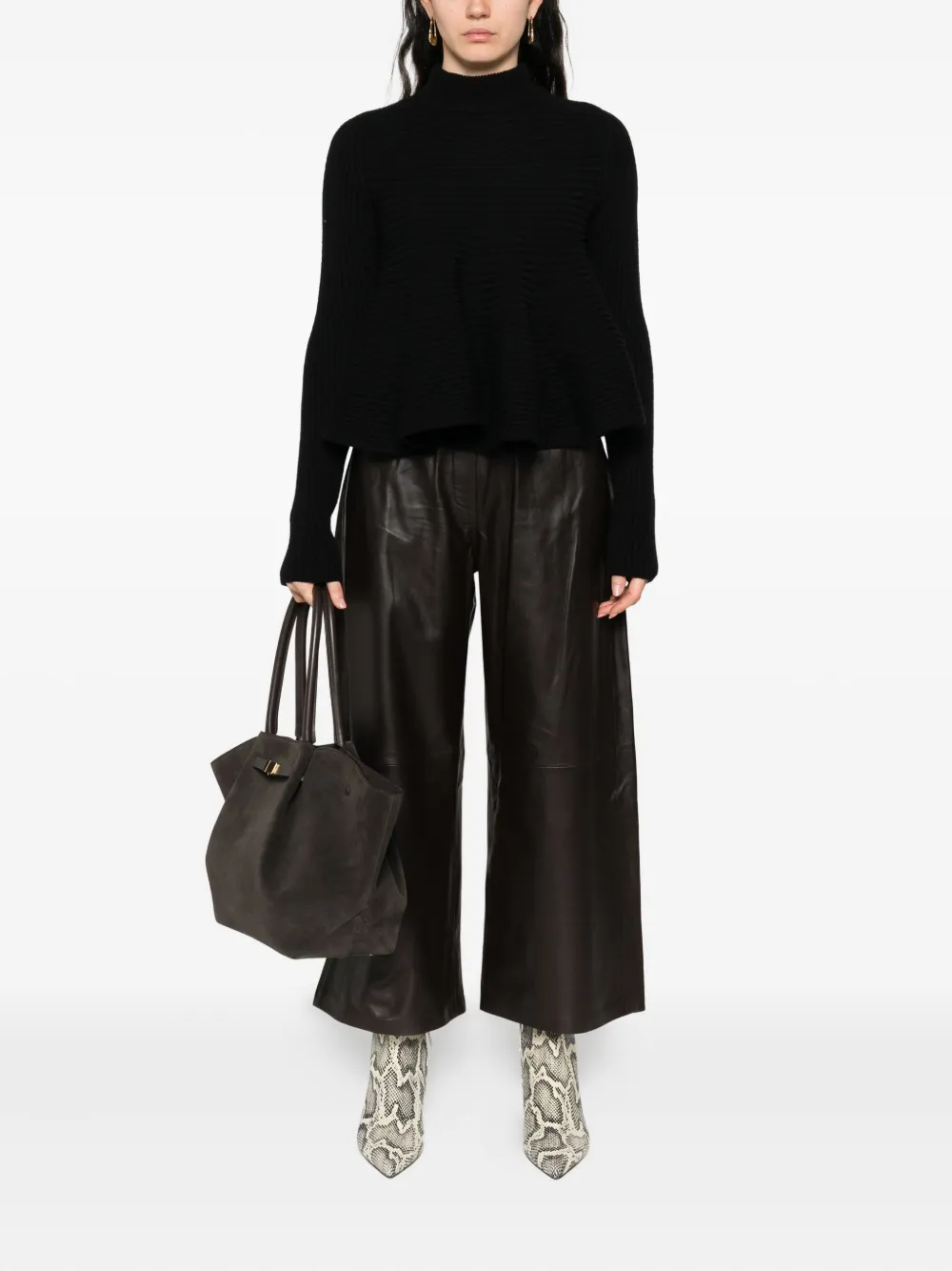 Arma Solia elastic-waist leather trousers Bruin