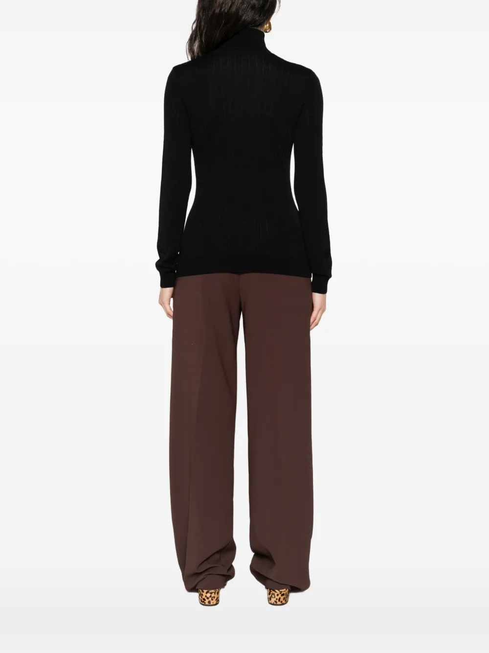 Elisabetta Franchi turtleneck ribbed top Zwart