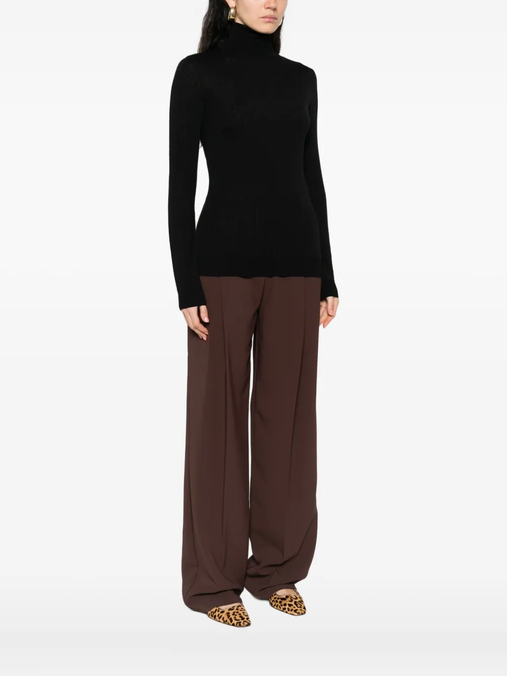 Elisabetta Franchi turtleneck ribbed top Zwart