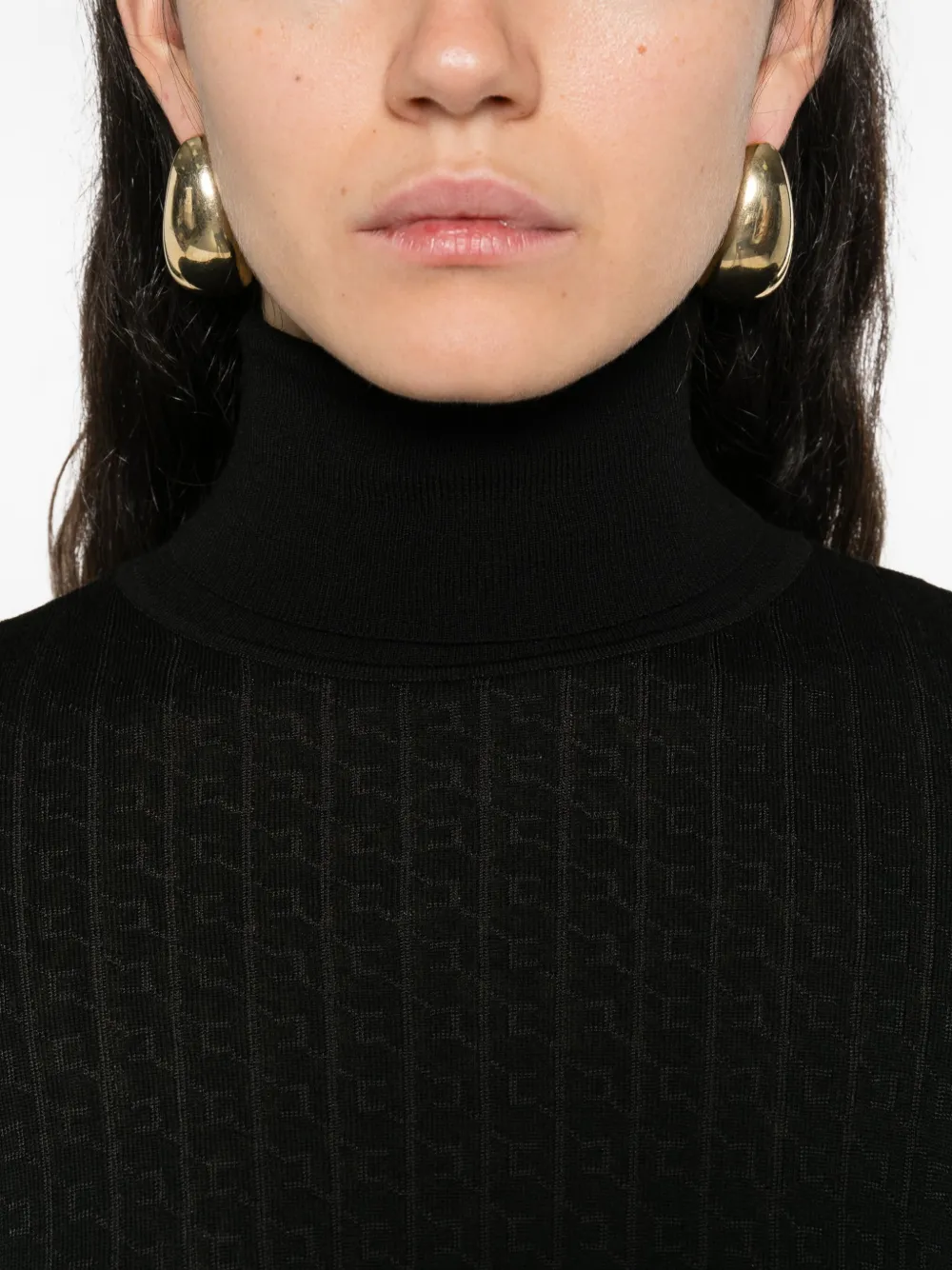 Elisabetta Franchi turtleneck ribbed top Zwart