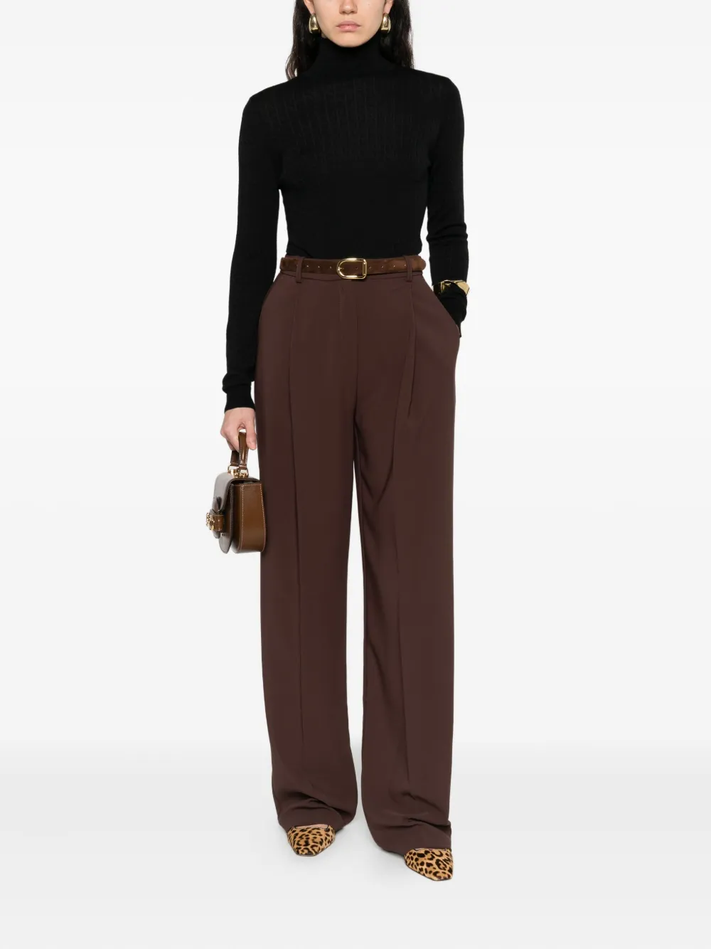 Elisabetta Franchi turtleneck ribbed top Zwart