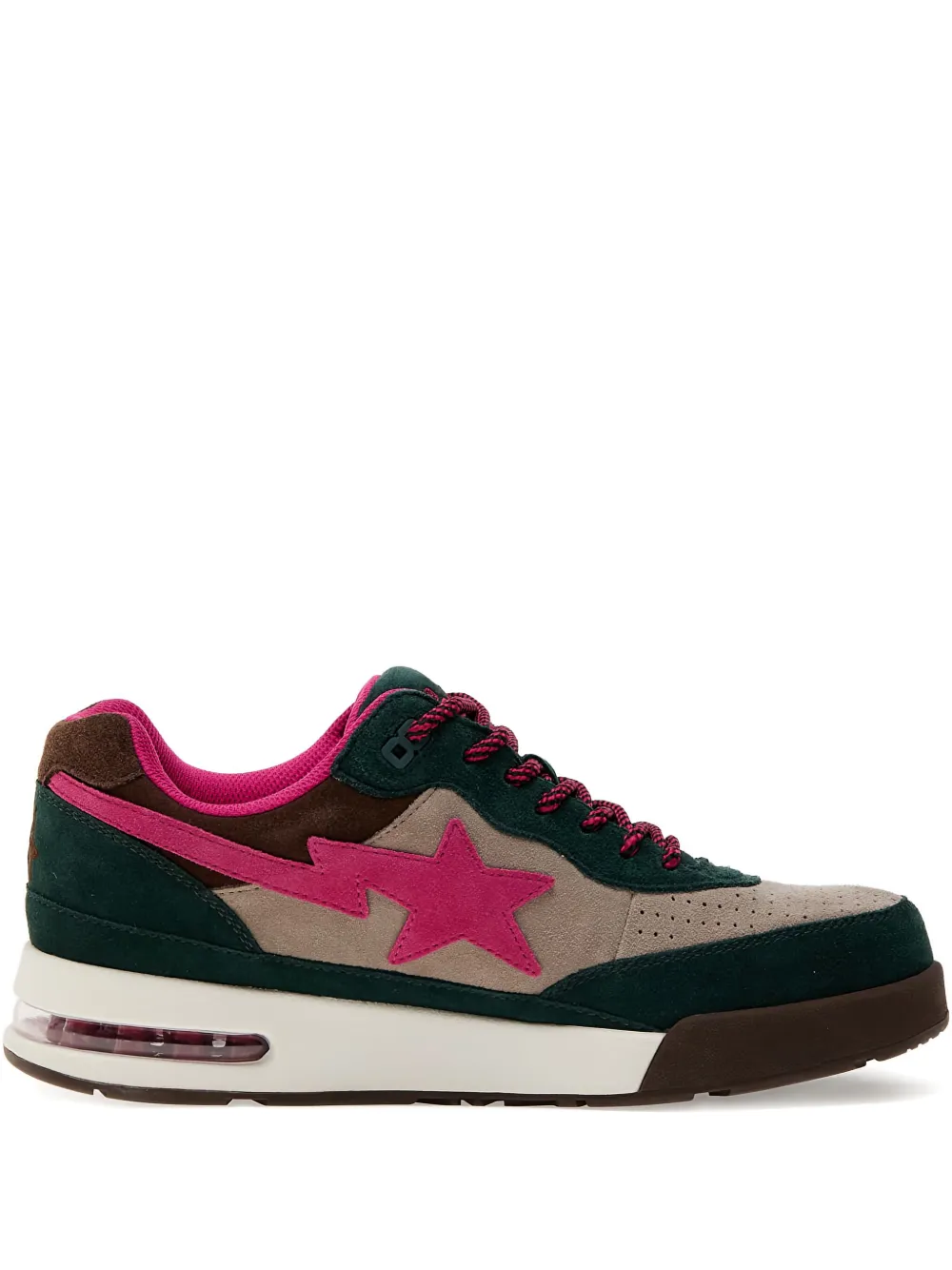 A BATHING APE star-patch suede sneakers Pink