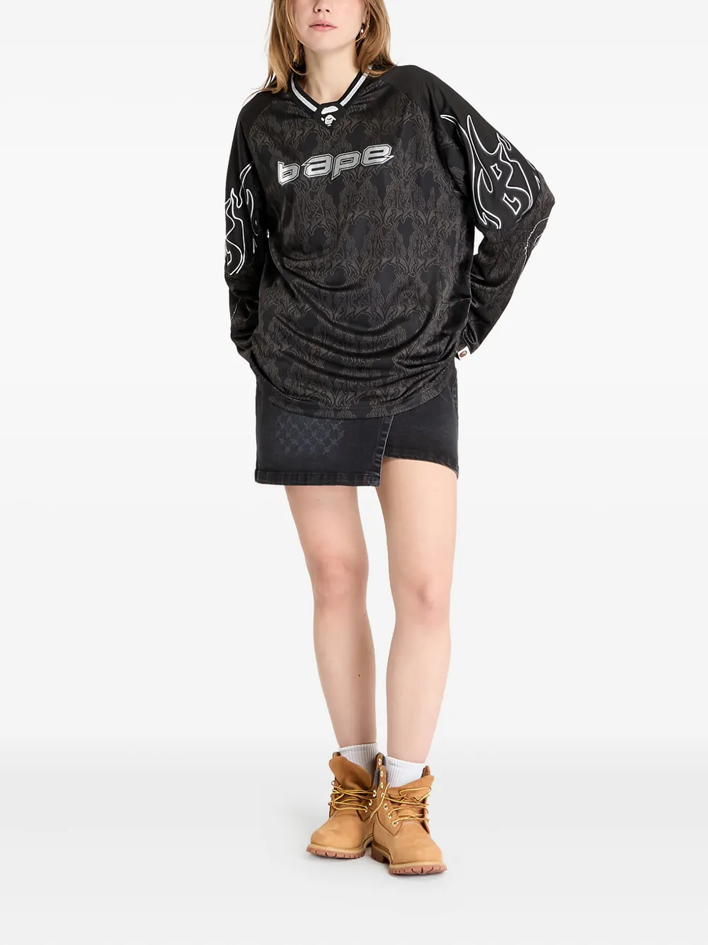 A BATHING APE T-shirt met lange mouwen Zwart