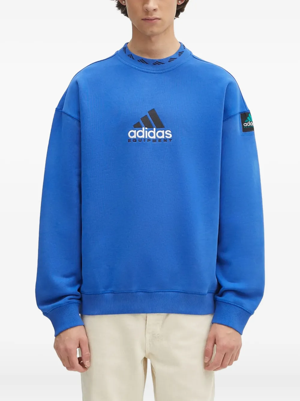 adidas logo-embroidered crew-neck sweatshirt Blauw