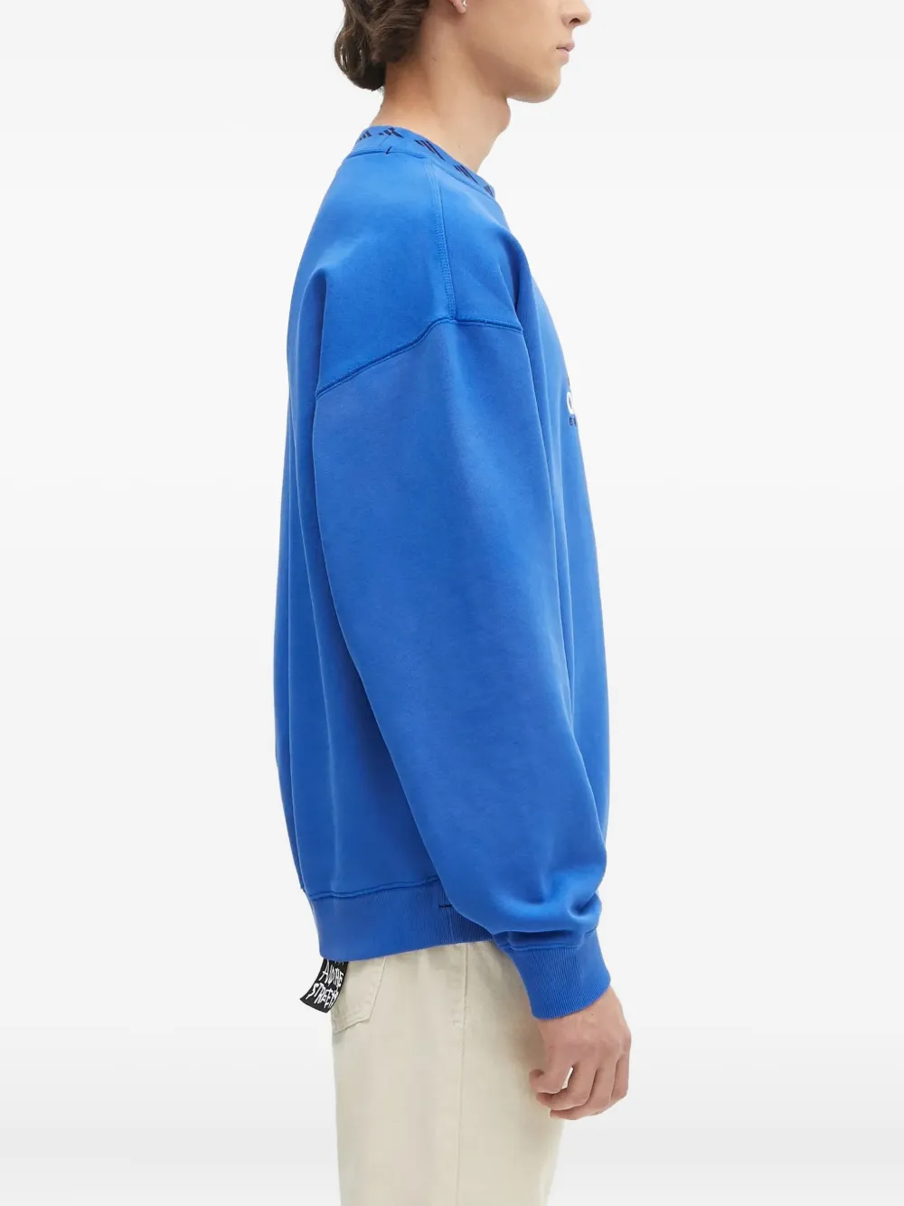 adidas logo-embroidered crew-neck sweatshirt Blauw