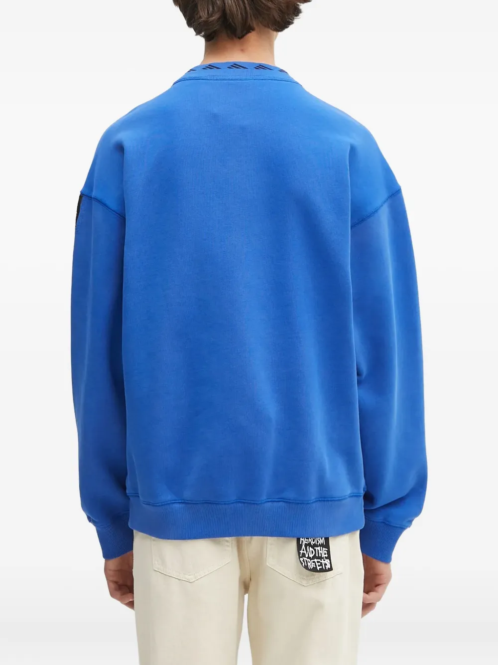 adidas logo-embroidered crew-neck sweatshirt Blauw