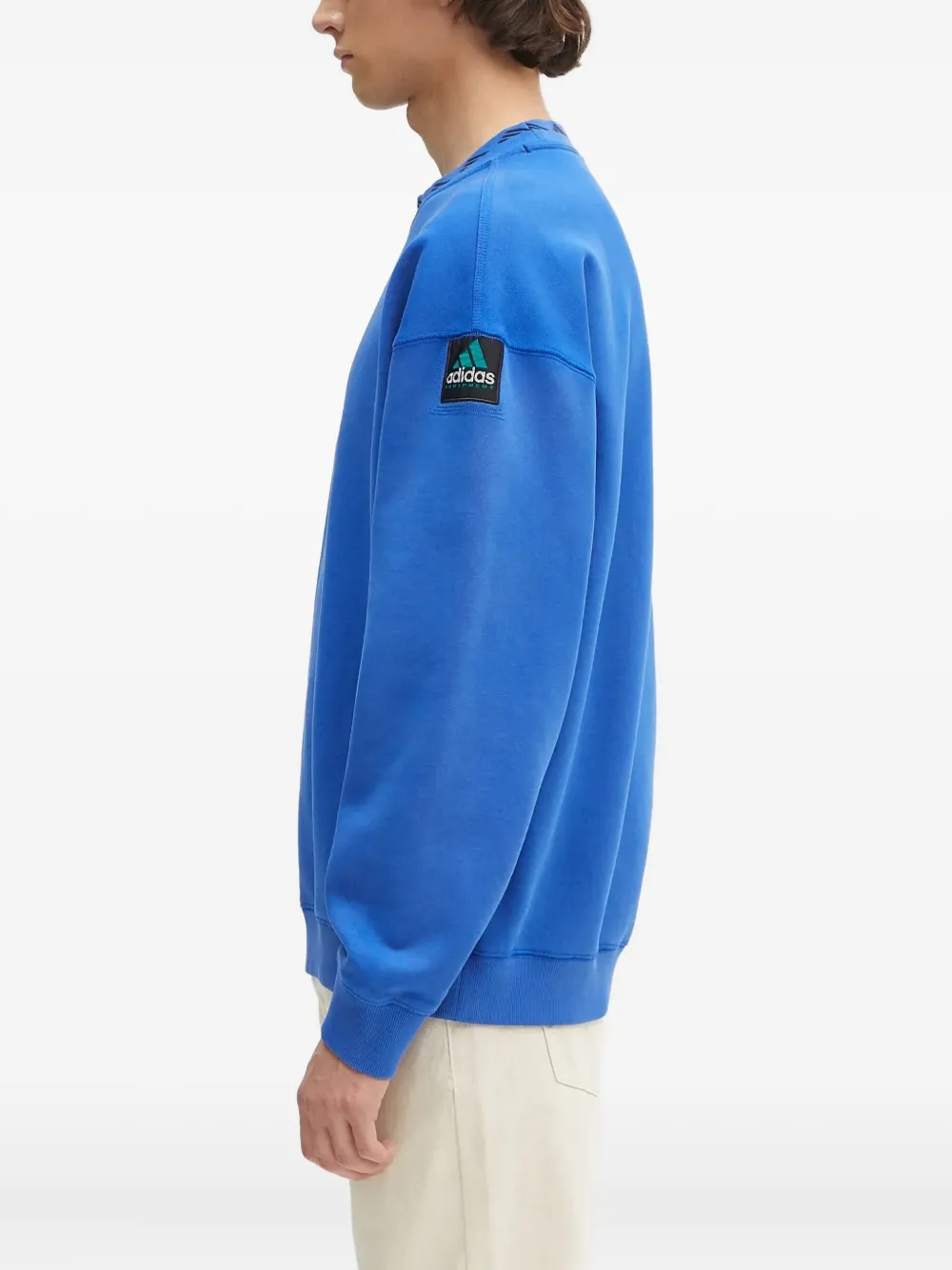 adidas logo-embroidered crew-neck sweatshirt Blauw