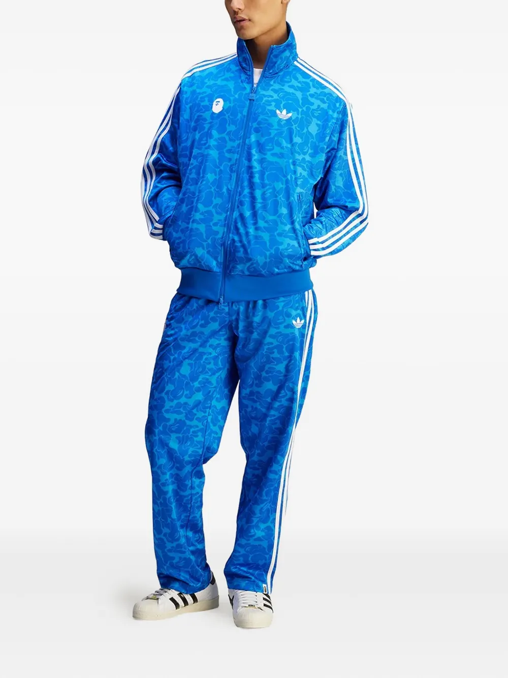 adidas x A Bathing Ape Firebird three-stripe camouflage track jacket Blauw