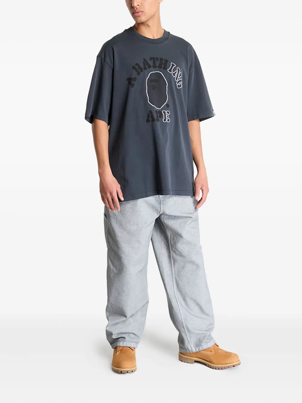 A BATHING APE T-shirt met grafische print Grijs