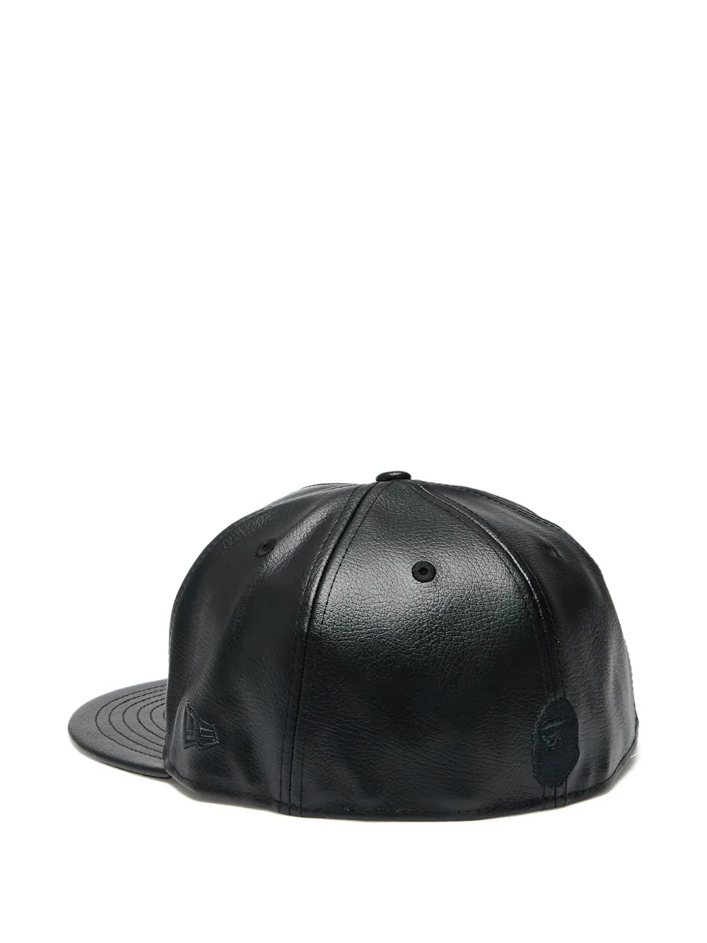 A BATHING APE x New Era leren honkbalpet met borduurwerk Zwart