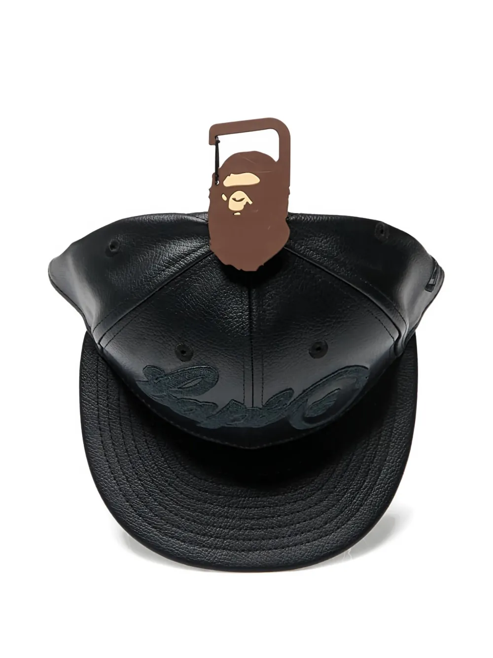 A BATHING APE x New Era leren honkbalpet met borduurwerk Zwart