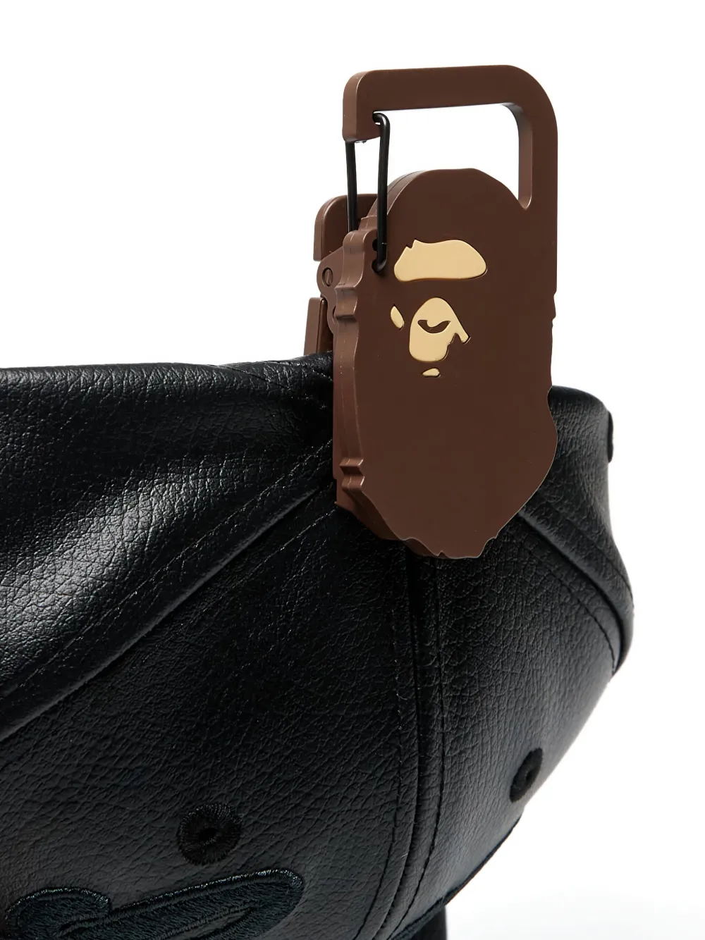 A BATHING APE x New Era leren honkbalpet met borduurwerk Zwart
