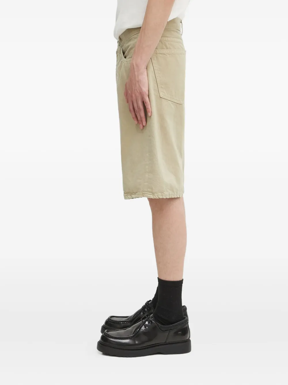 A BATHING APE garment-dyed denim shorts Beige