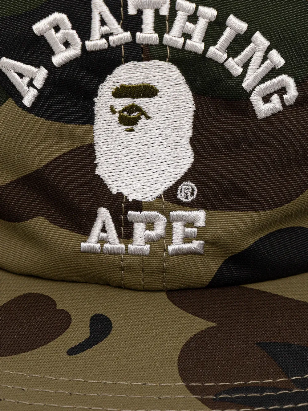 A BATHING APE camouflage-print logo cap Groen