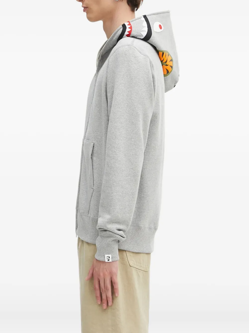 A BATHING APE shark-motif zip-up hoodie Grijs