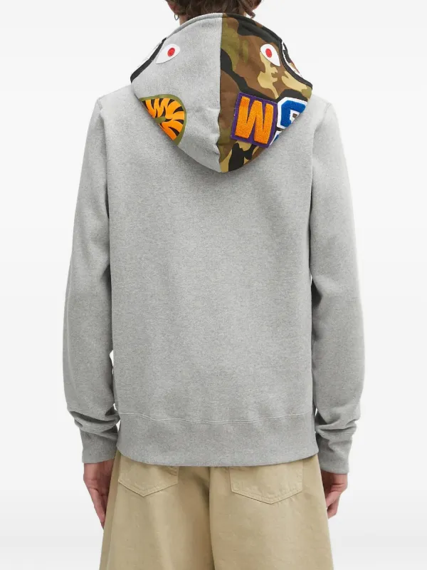 A Bathing Ape シャークフードパーカー グレー M A BATHING APE® シャークモチーフ ジップアップ パーカー