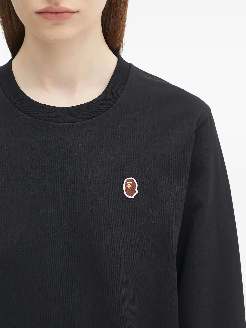 A BATHING APE logo-embroidered long-sleeve sweatshirt Zwart