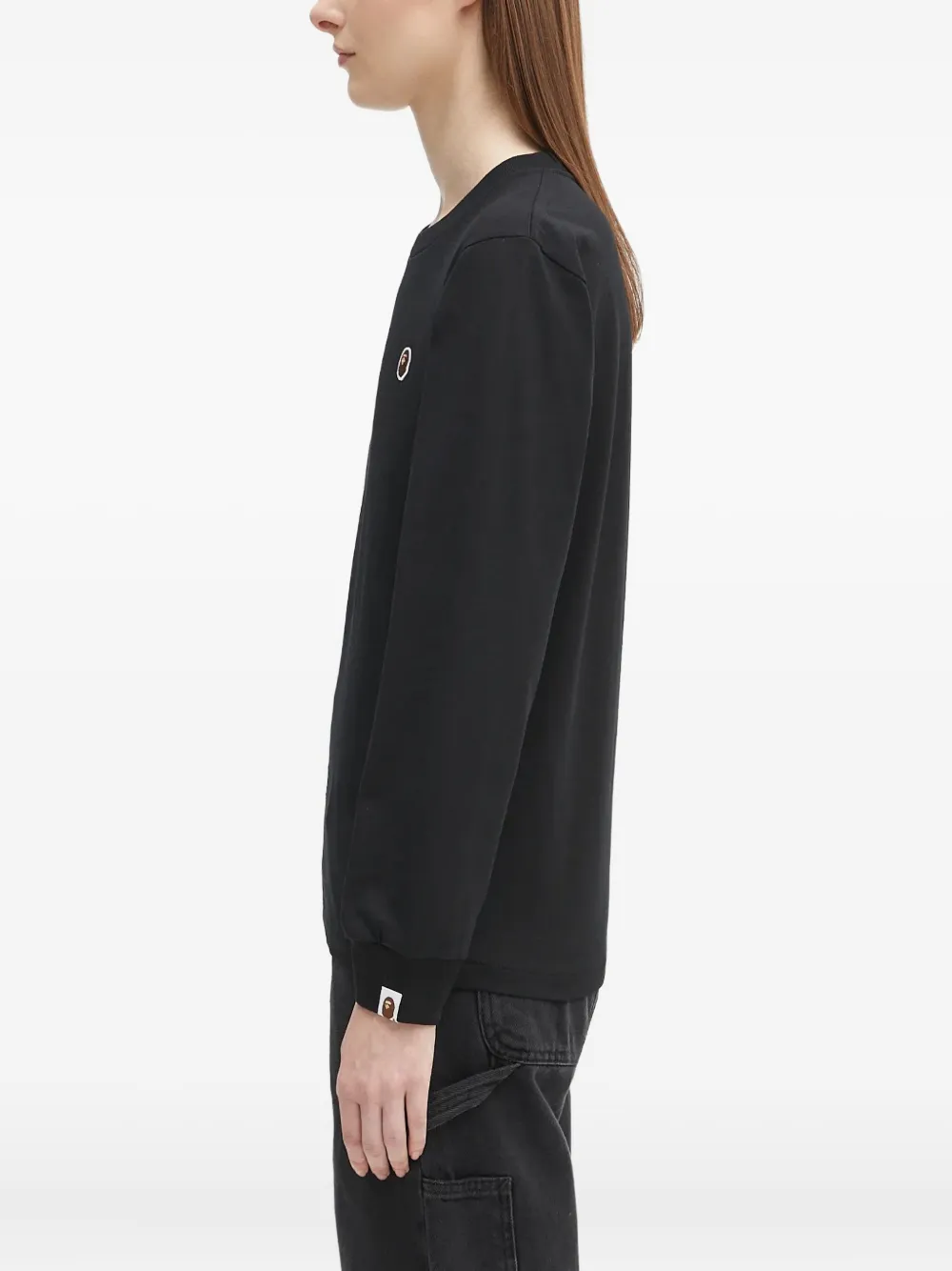 A BATHING APE logo-embroidered long-sleeve sweatshirt Zwart