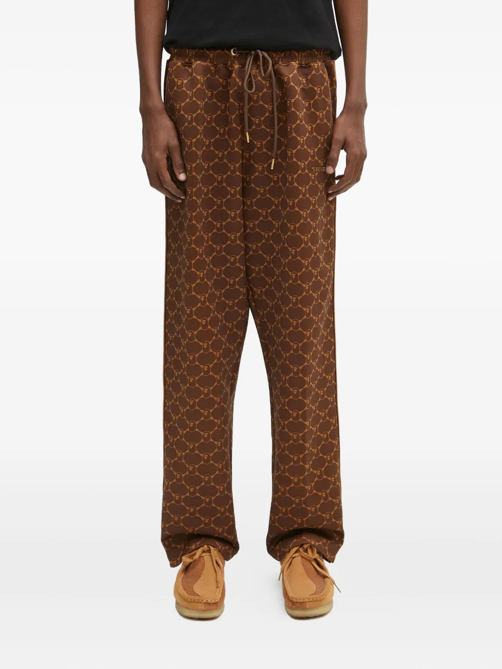 A BATHING APE logo-print side-stripe trousers Bruin