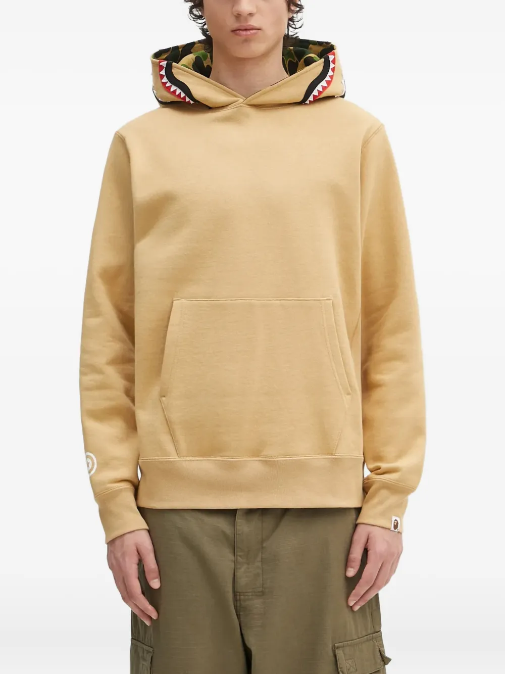 A BATHING APE shark-motif hoodie Beige