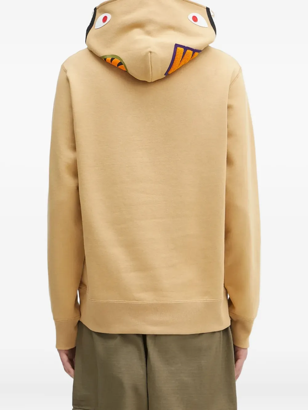 A BATHING APE shark-motif hoodie Beige