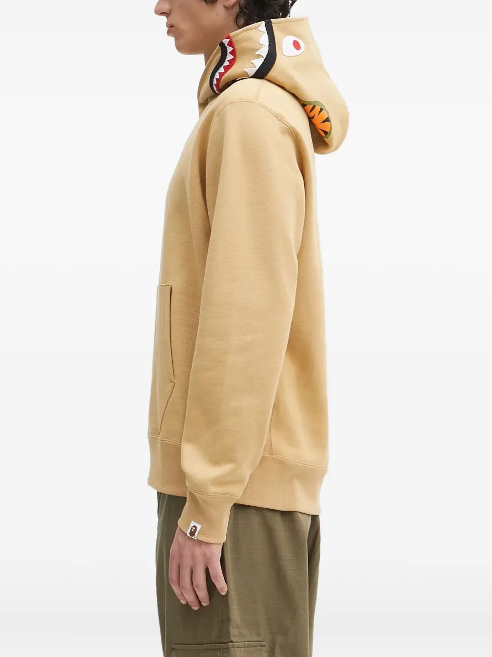 A BATHING APE shark-motif hoodie Beige
