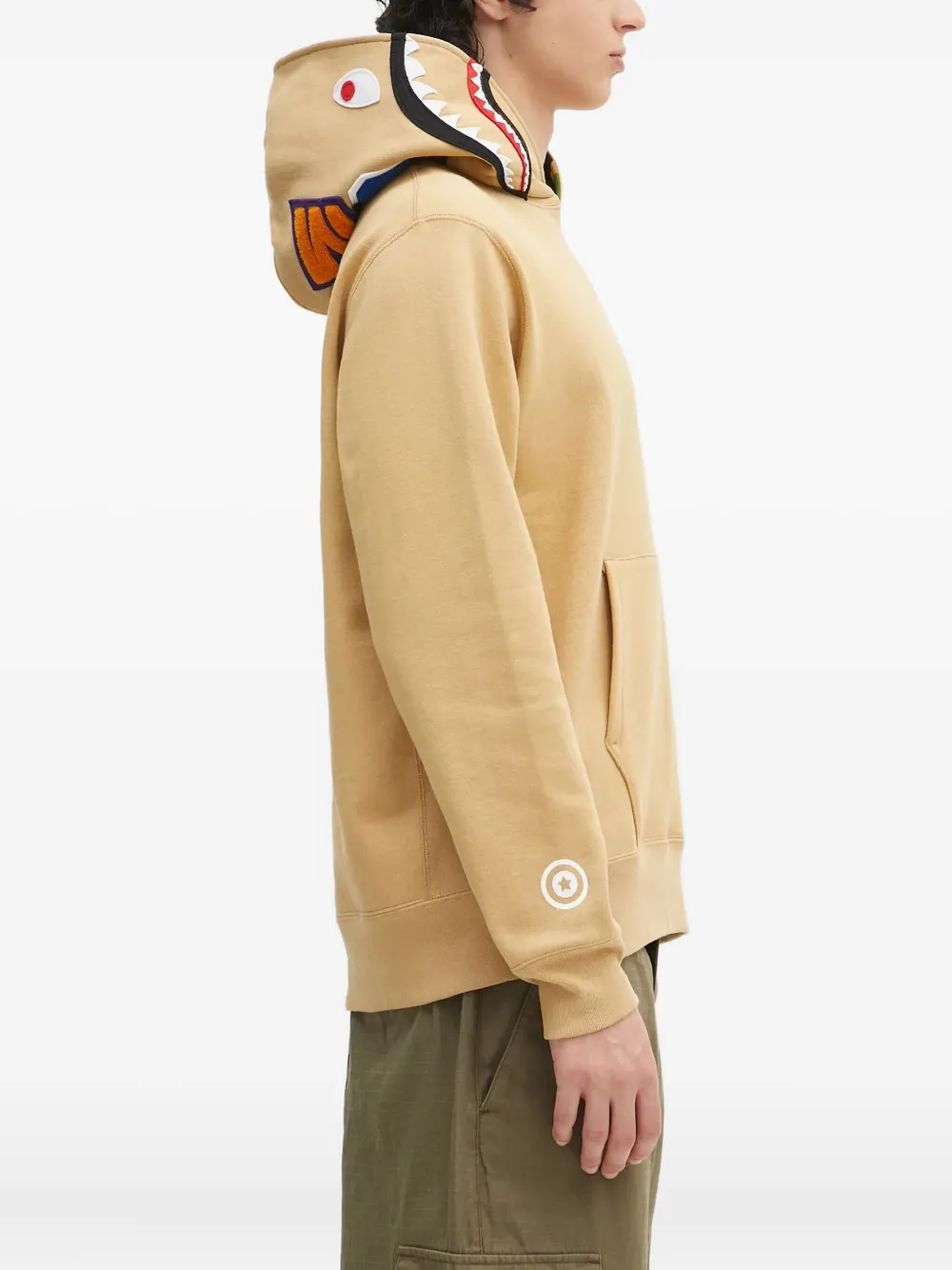 A BATHING APE shark-motif hoodie Beige