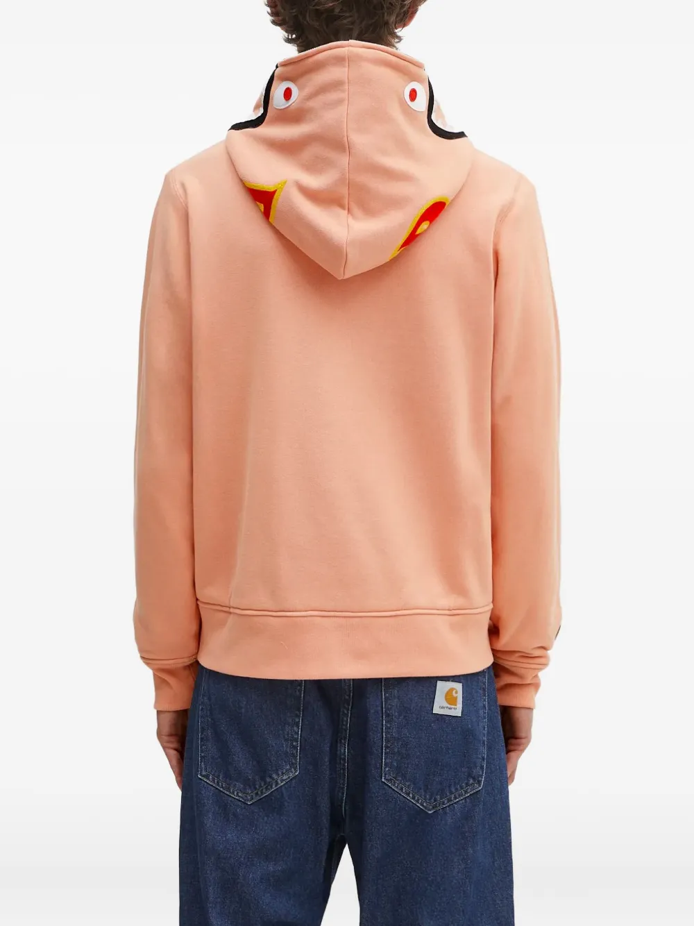 A BATHING APE shark-motif zip-up hoodie Roze