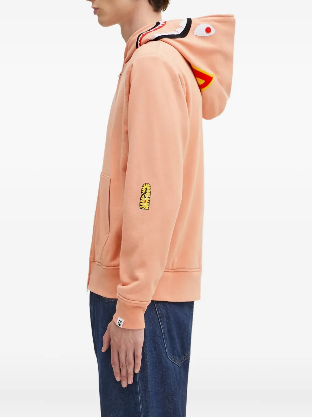 A BATHING APE shark-motif zip-up hoodie Roze