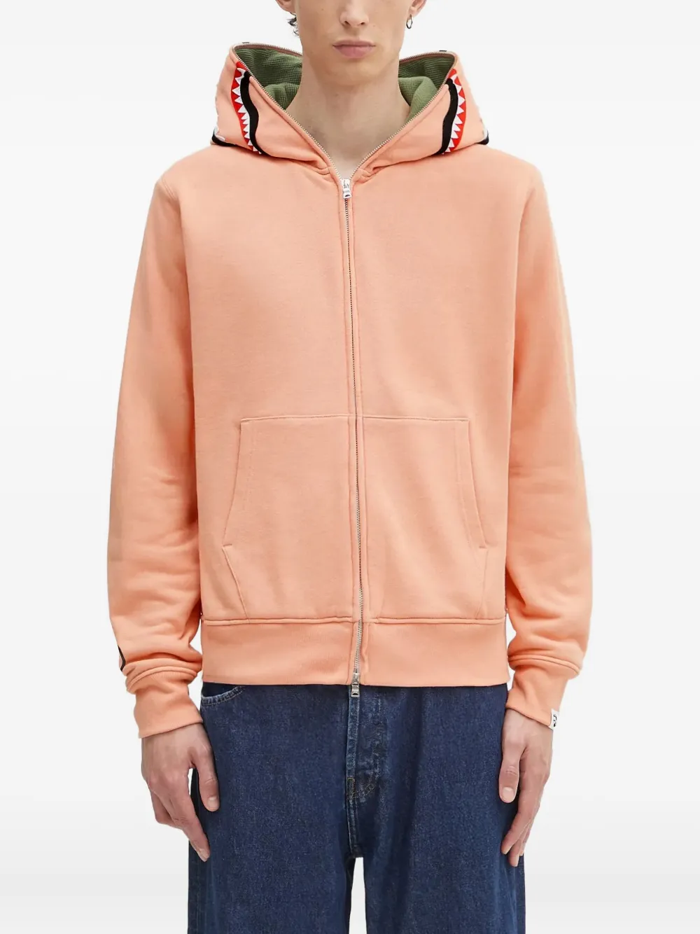 A BATHING APE® shark-motif zip-up hoodie - ピンク A BATHING APE® shark-motif zip-up hoodie - ピンク