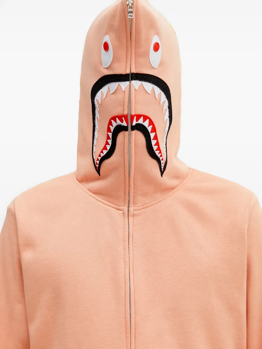 A BATHING APE shark-motif zip-up hoodie Roze