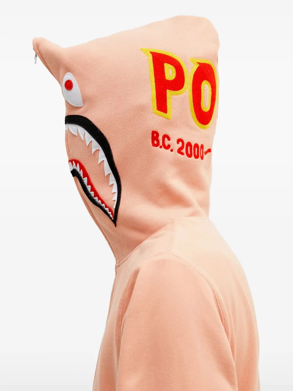 A BATHING APE shark-motif zip-up hoodie Roze